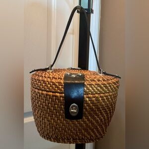 Patricia Nash Wicker Basket Purse – Style P302216SF – Black Leather Trim